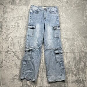 Celebrity Ace Light Wash Denim Cargo 90's Skater Jeans Juniors Size 7 28